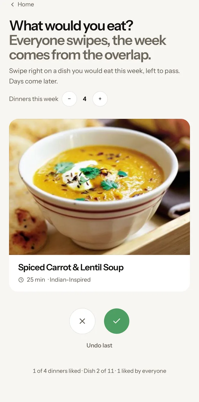 Swiping dinners in Yumzi