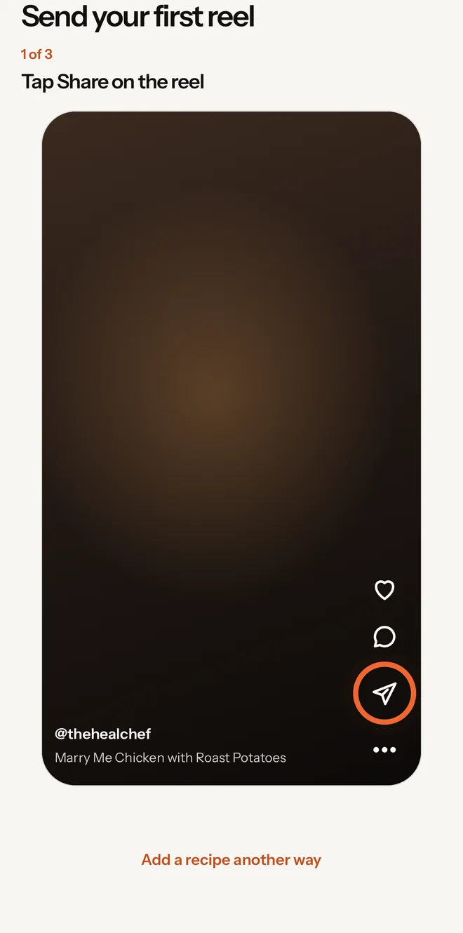 Sharing a reel to Yumzi from Instagram or TikTok